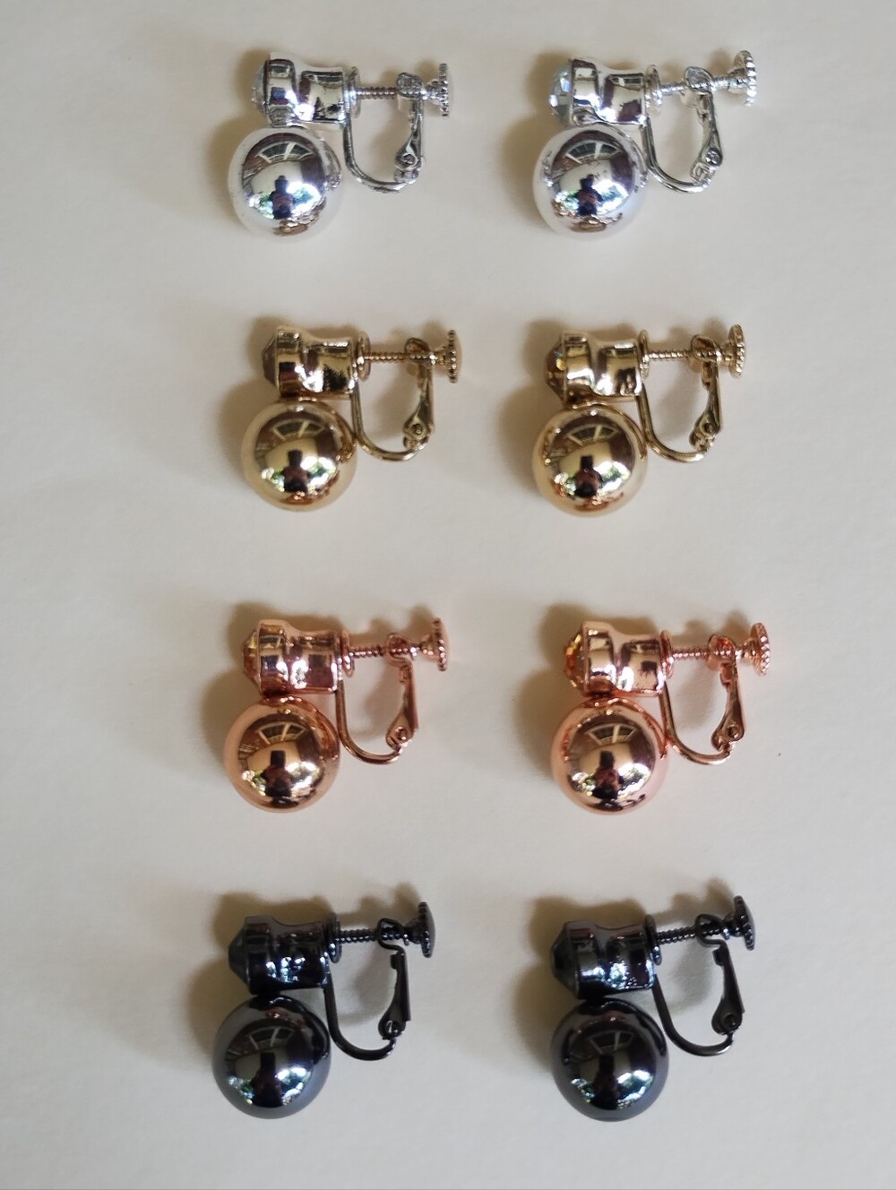 Vintage Joan Rivers 4 Pairs of Metal Ball & Crystal Screw Back Earrings